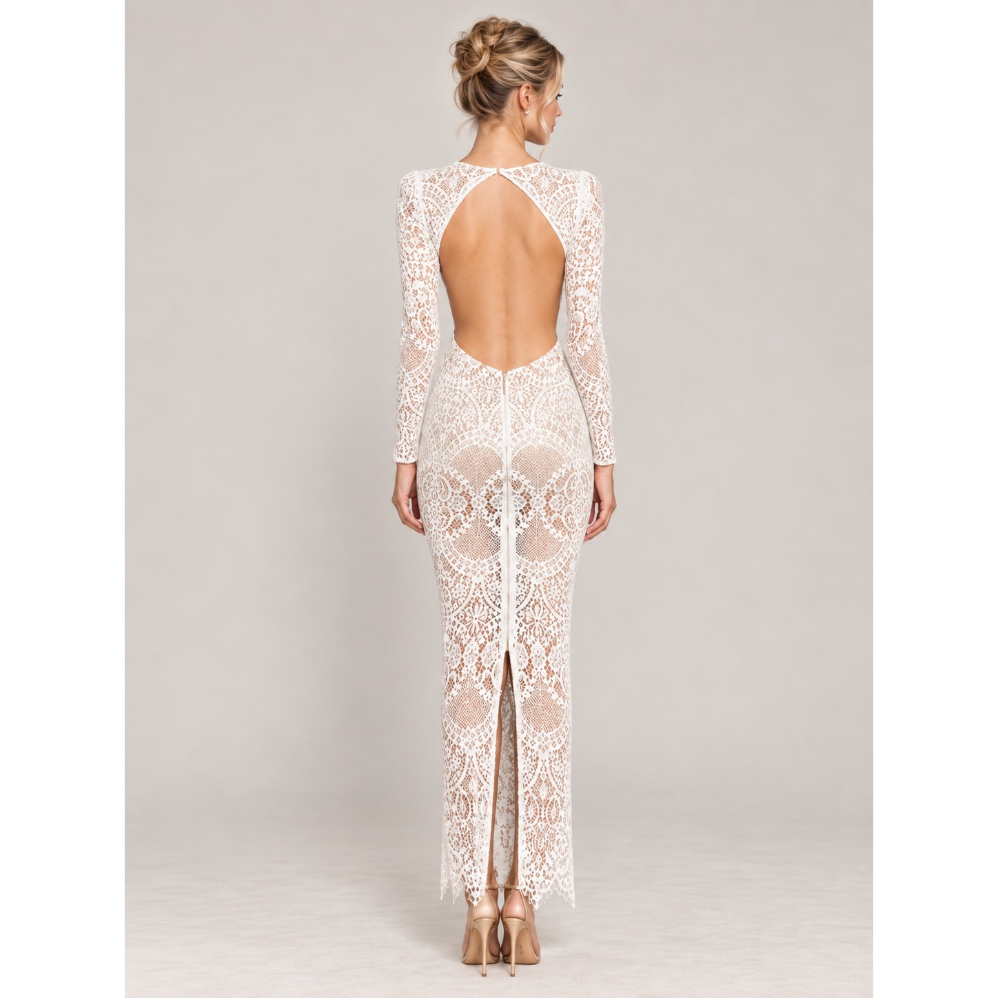 Bronx And Banco Allegra Blanc Lace Open Back Maxi Dress White Medium — image 8 of 8